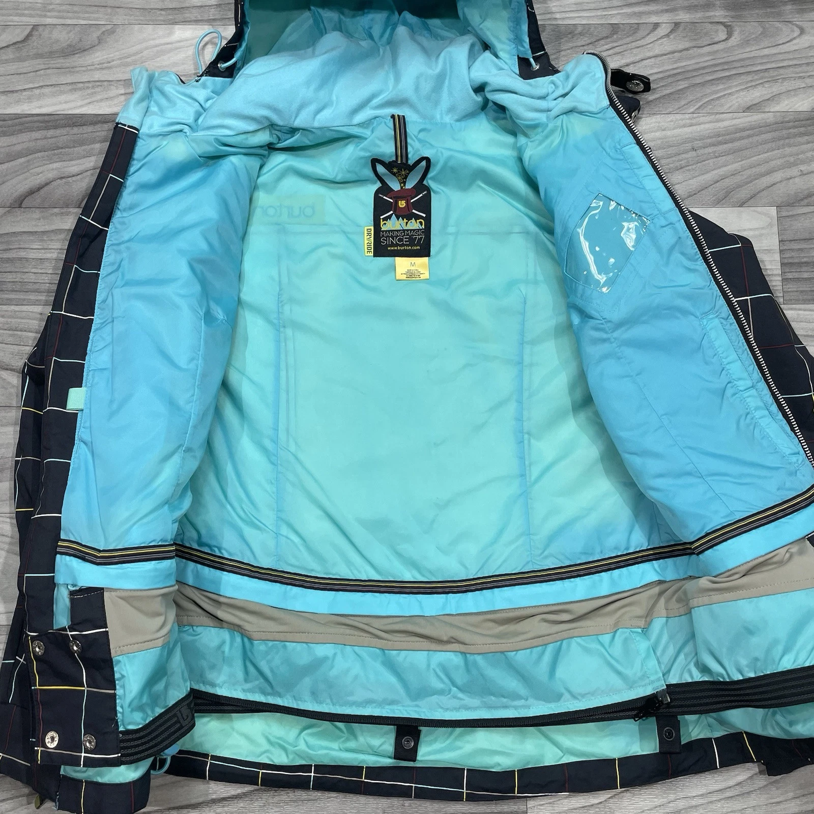 burton elevation dry ride snow set windowpane plaid jacket