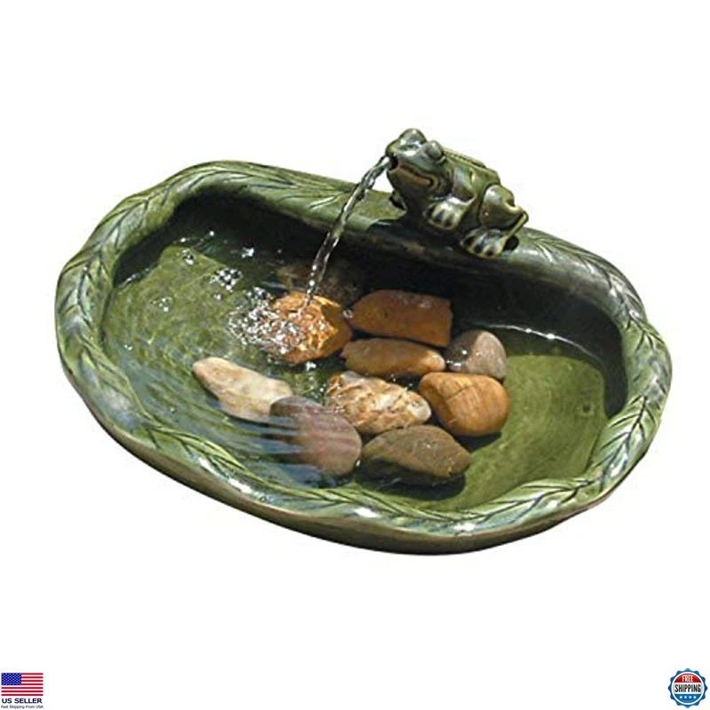 Recurso de água de sapo de cerâmica movido a energia solar, vidro verde, bomba de baixa tensão e - Imagem 2 de 2