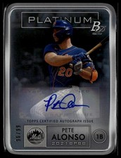 2021 Bowman Platinum #PDC-9 Pete Alonso Platinum Die Cuts Autographs #/99