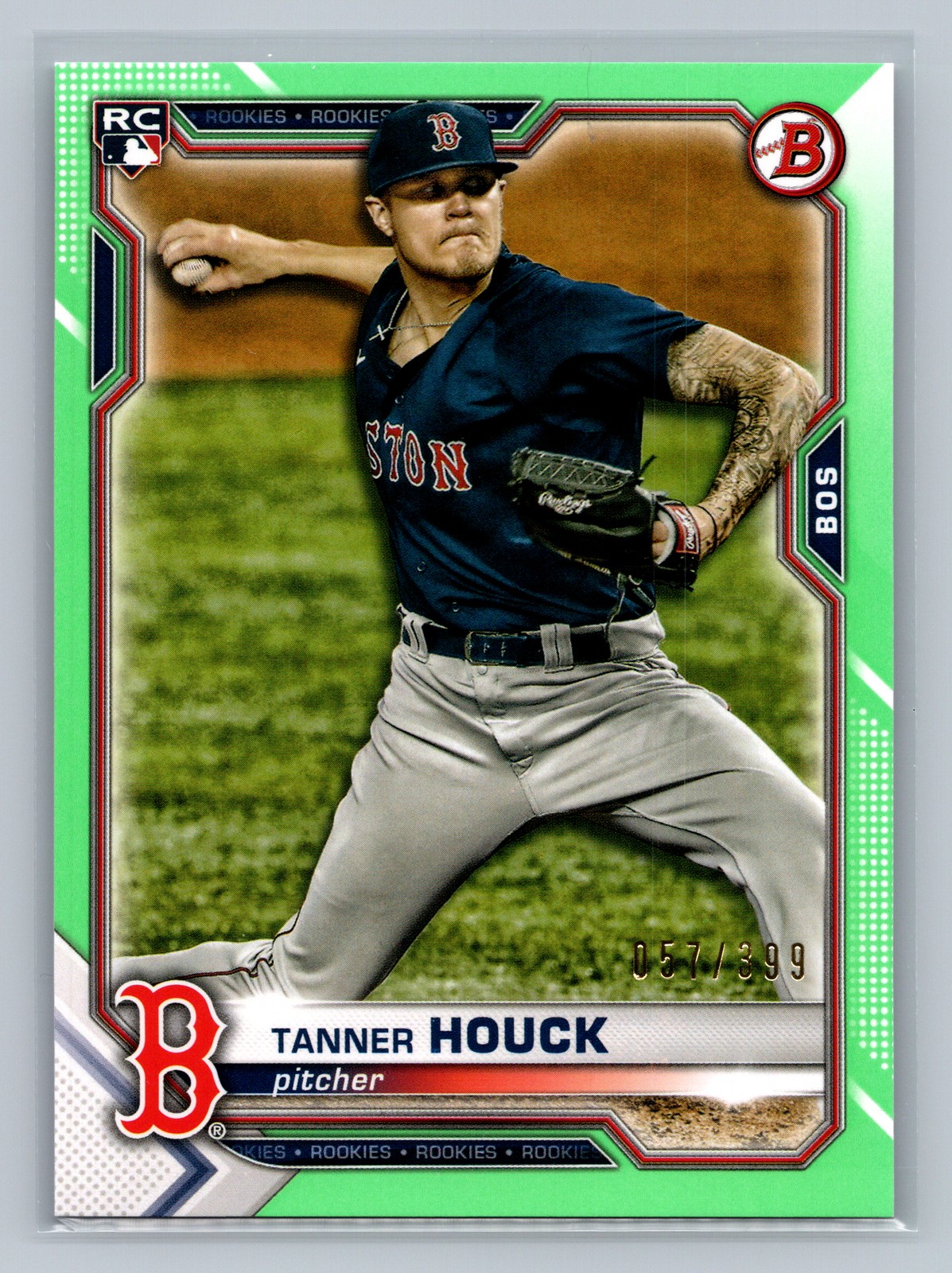 2021 Bowman Neon Green Border TANNER HOUCK #21 NM #/399