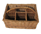 Vintage Wicker Wine Bottle Carrier Basket 6 Sections FREE P&P 👀