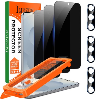 IMBZBK [Auto-Dust Removal] 3 Pack Privacy S25 Plus 6.7 inch, Plus-Black 