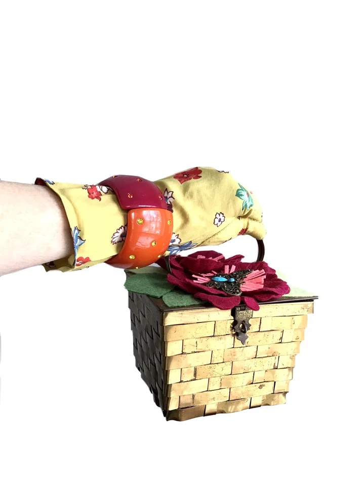 1940s 1950s novelty floral butterfly box purse / 40s refashioned Art Deco purse - Image 3 of 4