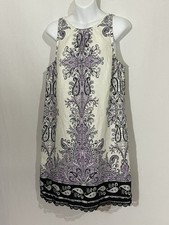 LOFT Paisley Print Linen Blend Sleeveless Dress Women’s Size 6 Lace Trim $149