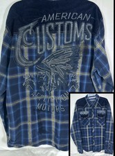 Affliction Black Premium Shirt XL Button down, Chief, Skull, Biker Customs