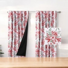 H.VERSAILTEX Blackout 2 Panels Set Christmas Floral Print Curtain 52Wx63L  NEW