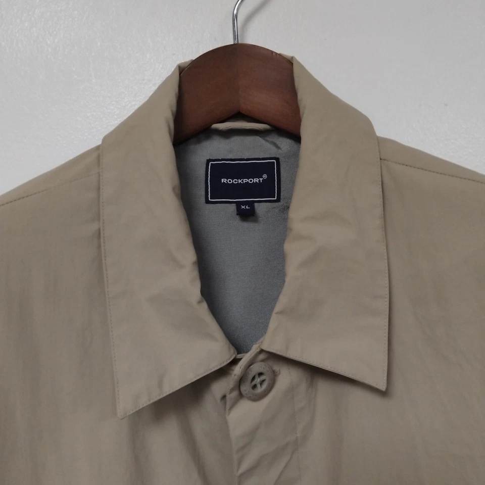 Мужская бежевый Rockport Longline Mac кнопка вверх Тренч Великобритании размер 42 XL дизайнер - Изображение 3 из 4