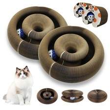 2 Pack Magic Organ Cat Scratcher Toys, Foldable  2 Upgrade, Brown