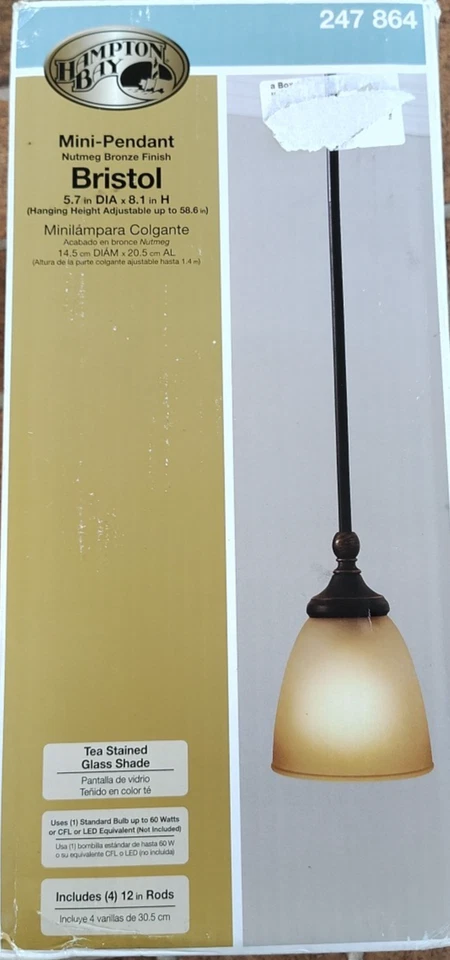 Bristol 1-Luz Nuez moscada Bronce Mini Colgante Té-Vitral Pantalla Cocina Foto 3 de 3