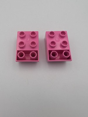 2x Lego Duplo Dach Bau Stein pink 2x3 negativ schräg abgerundet 10901 98252