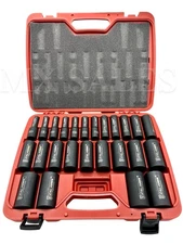 25pc 1/2" DR. Deep Impact Socket Set Drive Impact  Sockets NON SKIP SIZES 8-32mm