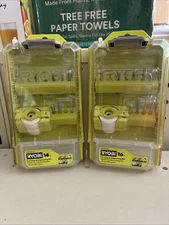 2x Ryobi 16 pc Rotary Tool Carving & Engraving Kit For Wood Metal Plastic Glass