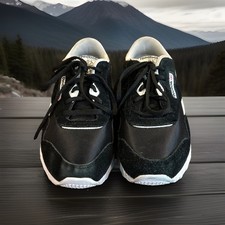 Reebok Classic Nylon Black Chalk 90 s Sneakers - Black/White - Size 5 Youth