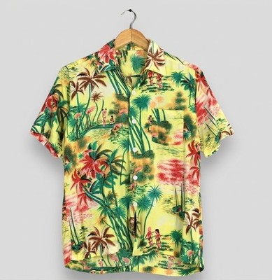 Vintage 1980s Hawaiian Village Island Coconut Tree Beach