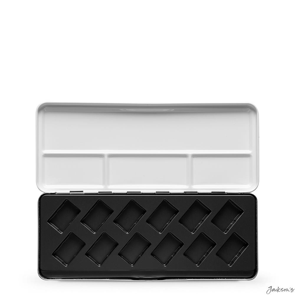 Jackson's Empty Metal Watercolour Box Enamelled Tin 12 Full Pans With Palette
