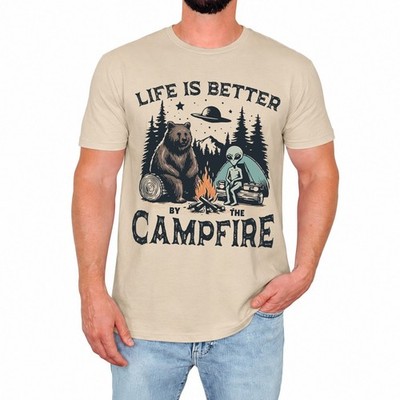 Lustiges Bear Alien Herren T-Shirt Life Is Better By The Campfire Geschenk...