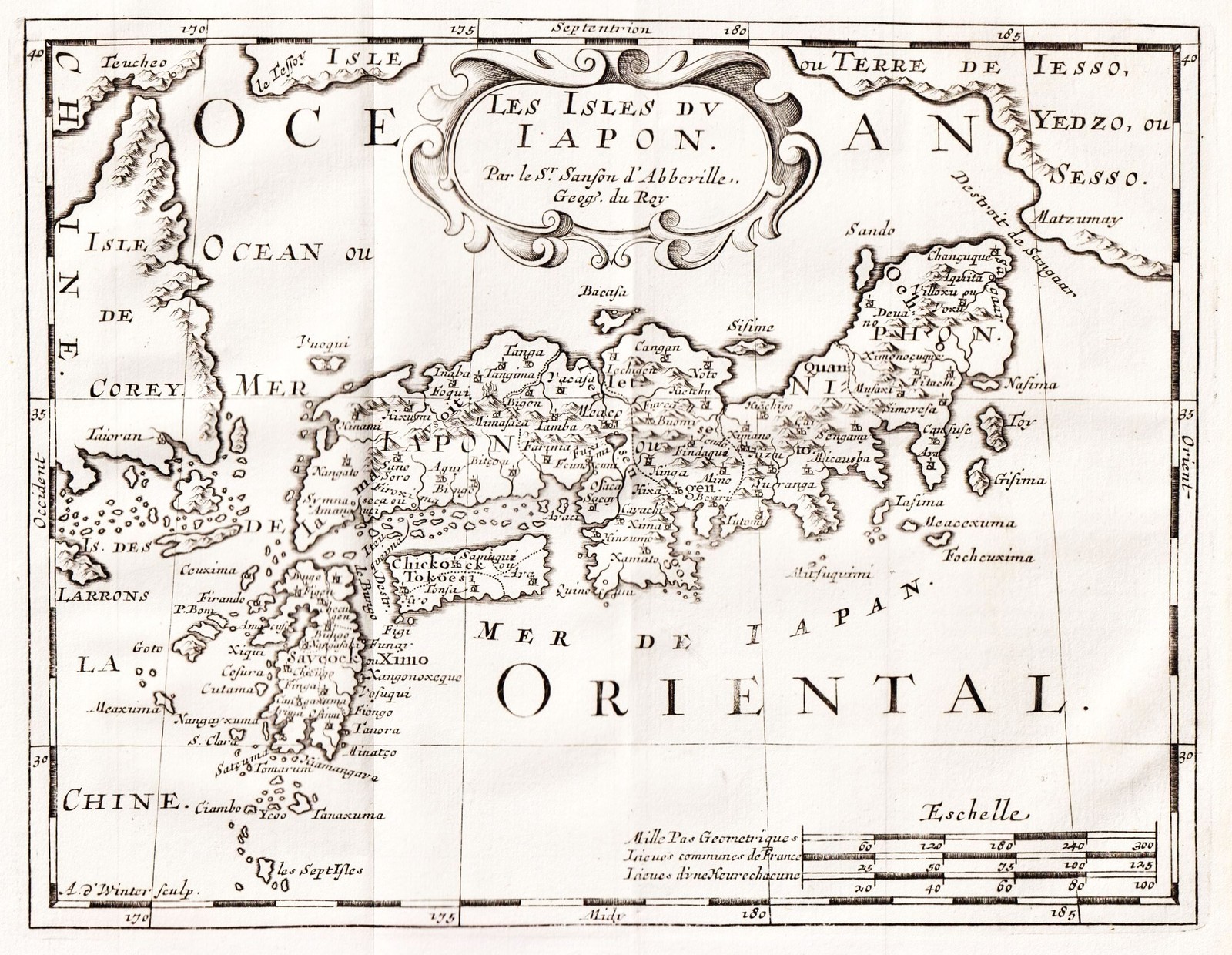 Japón Japón Corea mapa mapa mapa Sanson grabado 1680 grabado grabado en cobre