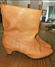 VTG Lizard Ankle boots with cuban/kitten heel 1970-1980s Korean Leather sz 6 -7