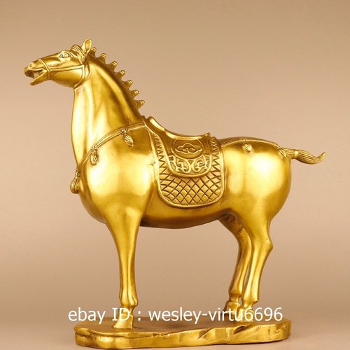 Estatua artística china de latón puro hecha a mano Feng Shui caballo Lucky Tang