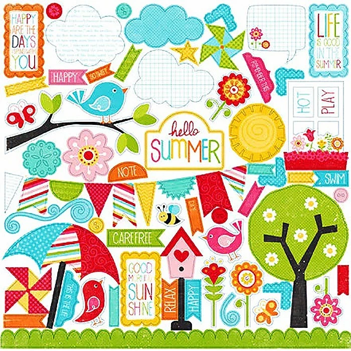 Echo Park, Hola Verano, Kit Colección 12", Cartulina Feliz, Pegatinas Alfabeto Foto 2 de 4