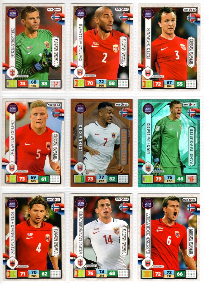 CONJUNTO COMPLETO DE CARTÕES DE TIME DE FUTEBOL DA NORUEGA 18/18! - Panini Copa do Mundo FIFA 2018 - Imagem 2 de 4