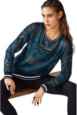 Fabletics Shirt Women Large Green Spruce Sophie Lace Tunic Athleisure Yoga