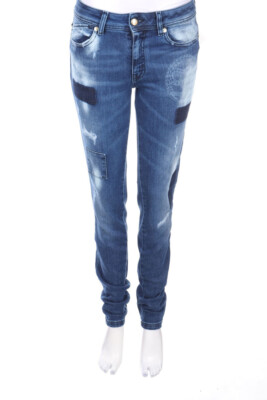 Just cavalli Skinny-Jeans Destroyed Patches W24 blue shades NEW