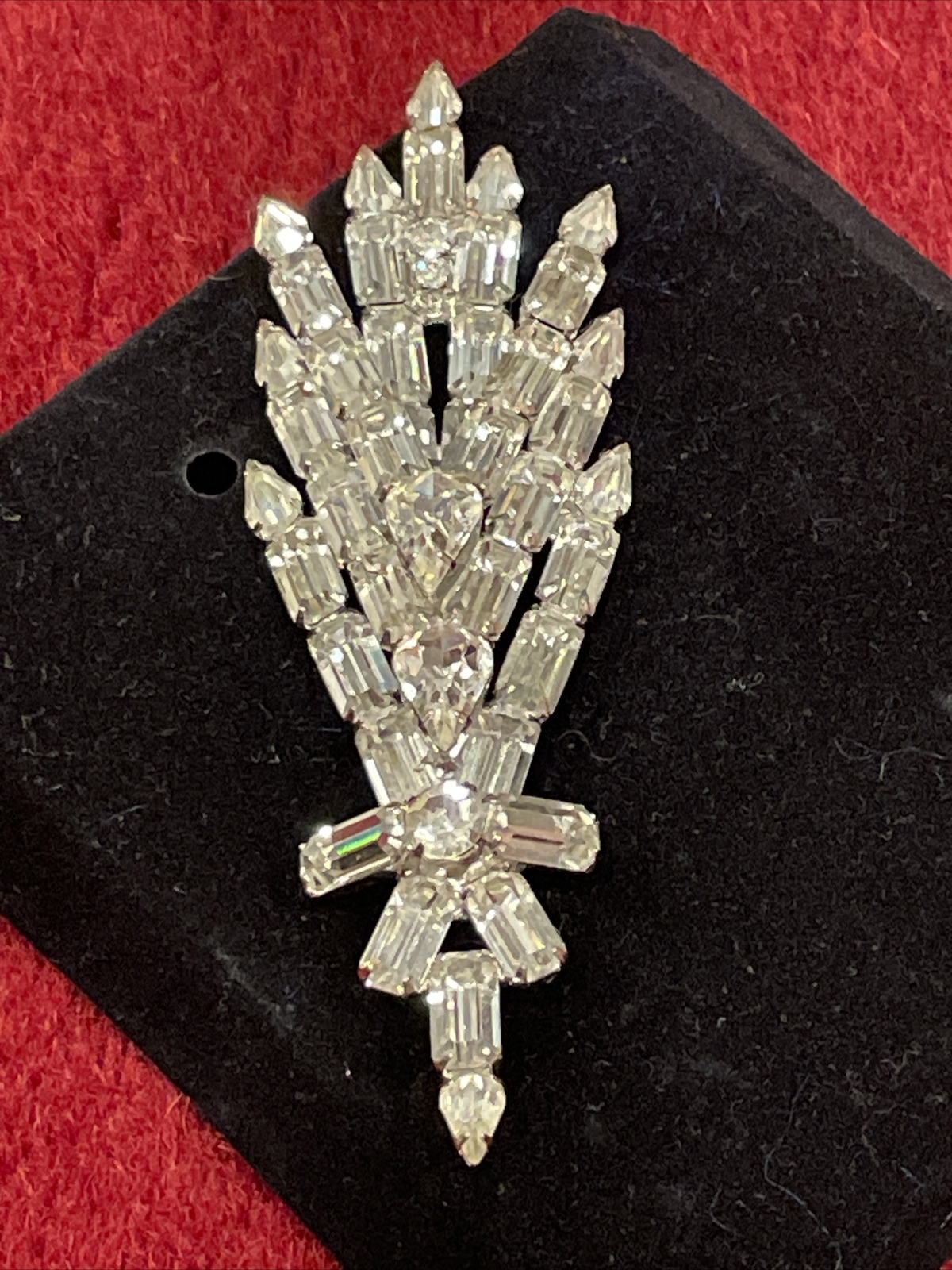 VTG Statement Minty Layered Clear Rhinestone Larg… - image 7