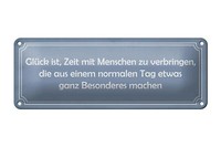 Blechschild Spruch 27X10 Cm GlüCk Ist Zeit Mit Menschen Zu Deko Schild Tin Sign