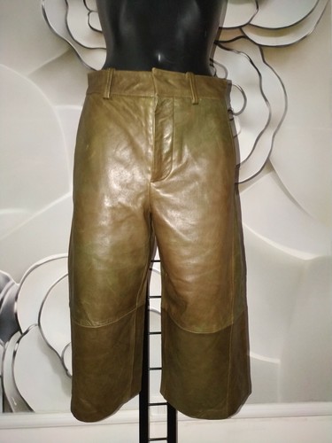 Pantaloni vera pelle Zara verde militare | eBay