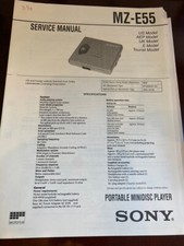 SONY MZ-E55 MZE55 MINIDISC PLAYER Service Manual FROM THE USA  ORIGINAL 