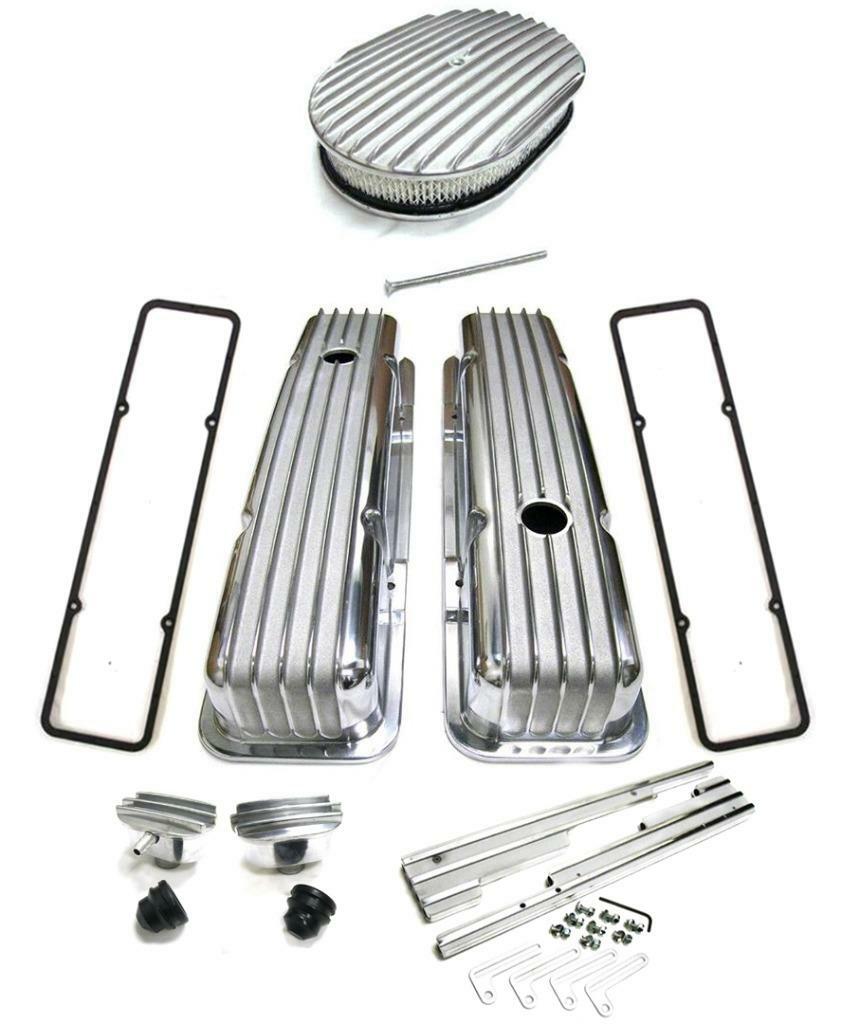 Small Block Chevy FINNED Aluminum Engine Dress up Kit Covers 12" Air