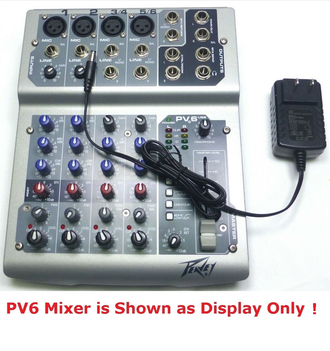 Replacement Power Supply for Peavey PV6 Mixers 100V240V Output 15VDC