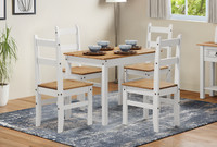 Corona Dining Table & 4 Chairs White Wax Budget Set by Mercers Furniture®