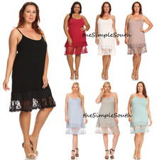 NWT FASHIONOMICS Long Lace Extender Knit Tank Top Cami Dress Slip Liner Chemise