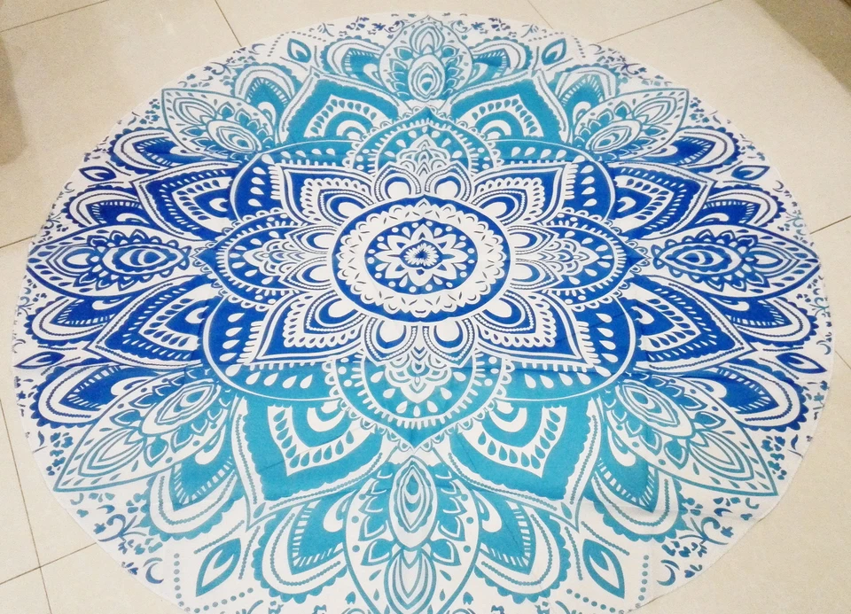 Tapiz redondo mandala bohemio playa hippie tiro yoga esterilla toalla indio roundie Foto 2 de 4