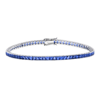 18K White Gold Tanzanite Vintage Style Tennis Bracelet