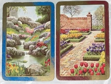 EN180 Swap Playing Cards 2 VINTAGE ENGLISH NAMED THE WATER & THE DUTCH GARDEN