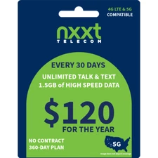 $10.00/Mo nxxt Prepaid Flex Plan | Unlmtd Talk, Text and 1.5GB of Data