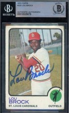Lou Brock Beckett BAS Signed 1973 Topps Autograph