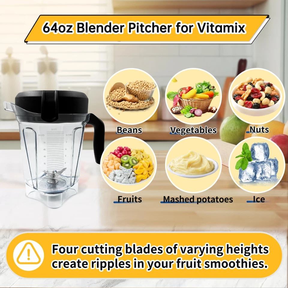 For Vitamix 64oz Low-Profile Blender Pitcher, Replace for Vitamix 750 780 5000  - Image 4 of 4