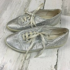 Silver Metallic Lace-Up Shoes