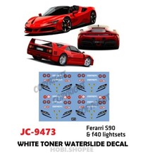 JC-9473 White Toner Waterslide Decal FERRARI S90  F40 LIGHTSETS 1/64 Hotwheels