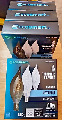Case 60W Equivalent BA11 Dimmable E12 Candelabra Fine Bendy Filament LED Dayligh