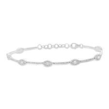Diamond Marquise All Seeing Eye Bracelet 14K White Gold Natural Round Cut 0.88ct