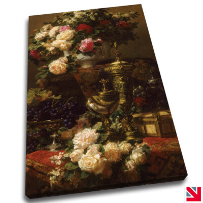 JEAN BAPTISTE ROBIE BLUMEN UND FRÜCHTE LEINWANDBILD Wandbild Bild Druck