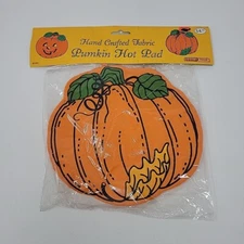 Vintage Pumpkin Hot Pad Pot Holder Halloween Orange Cotton Loomco NOS 1993