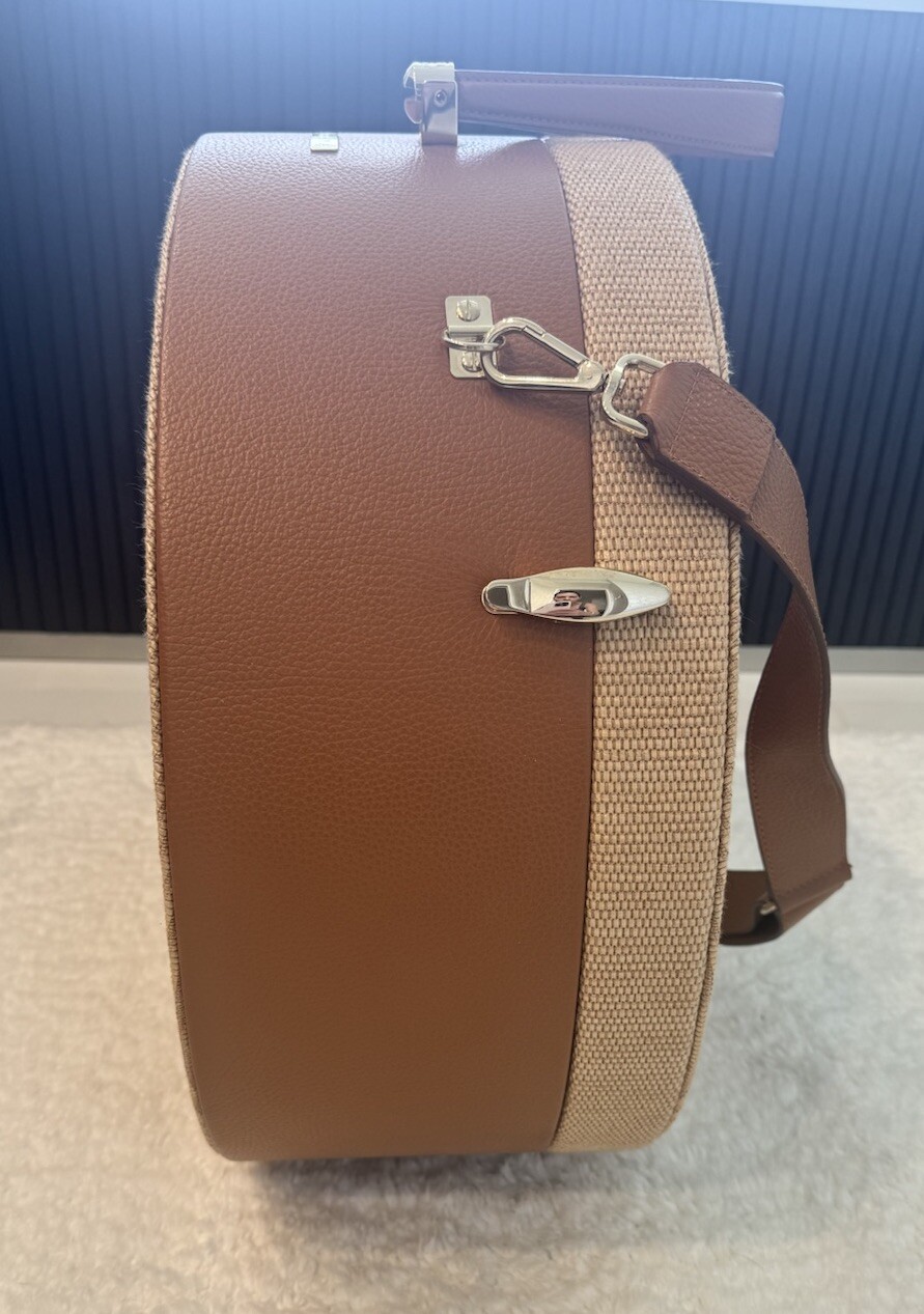 Freya Poppy Floral Embroidery Cinnamon Brown Leather Travel Carry