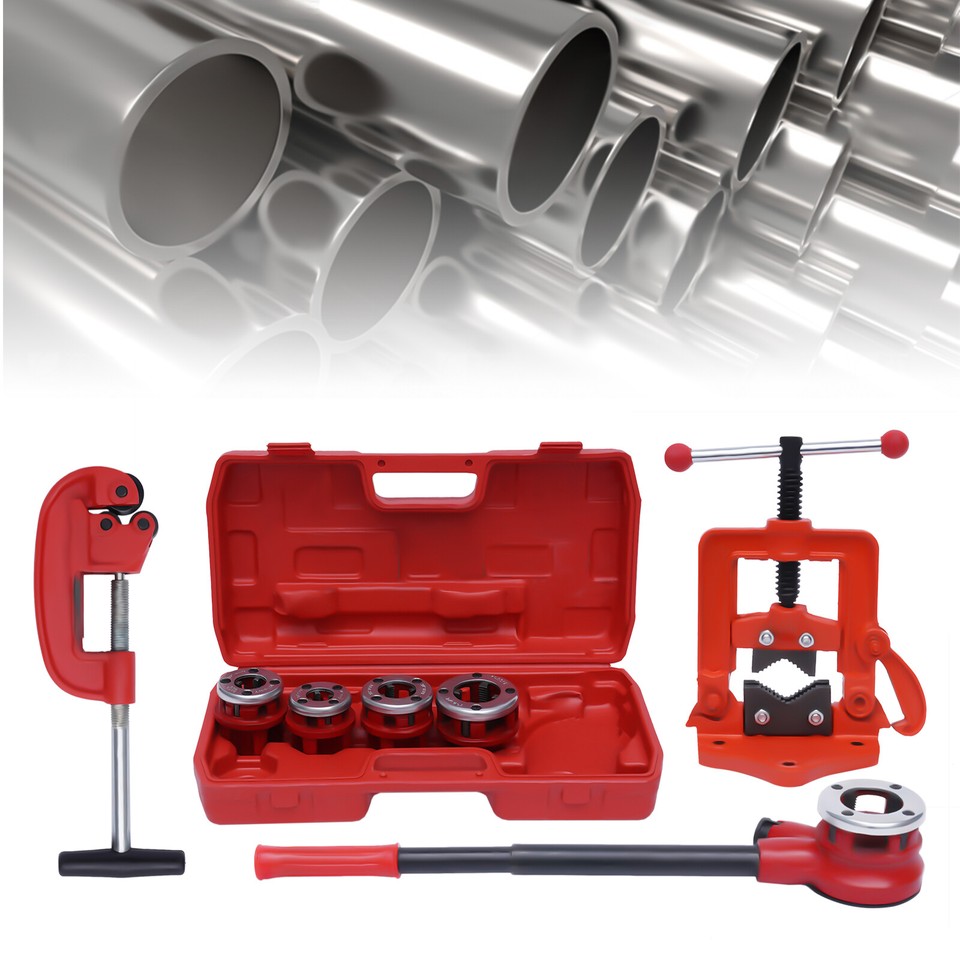 Plastic Pipe Threader W/5 Stock Dies Ratchet Handle Pluming Gas Tools ...