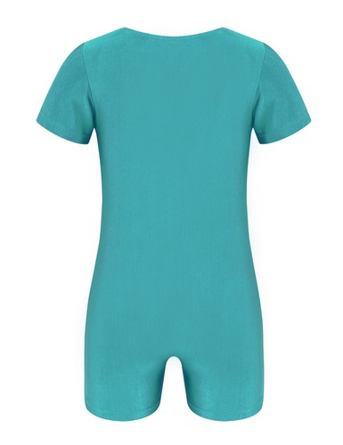 UK Kid Boys Girls Short Sleeve Gymnastic Leotard Ballet Dance Biketard Bodysuit - Picture 33 of 72